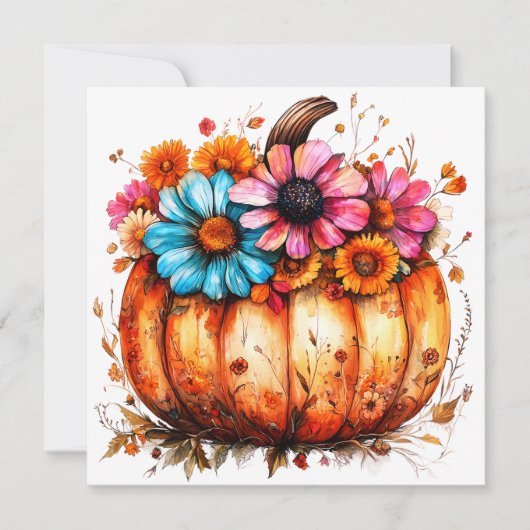 Waterverf Bloemige Herfst Pompoen (Voorkant)