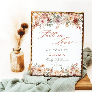 Waterverf Bloemige Herfst Verliefd Baby Shower Wel Poster