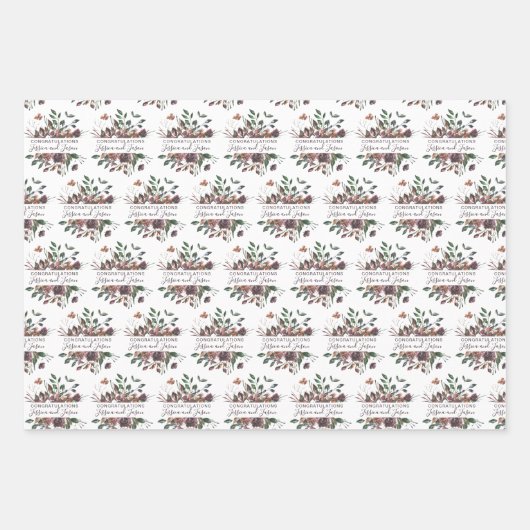 Waterverf Bloemige Huwelijk Inpakpapier Vellen (Voorkant 2)