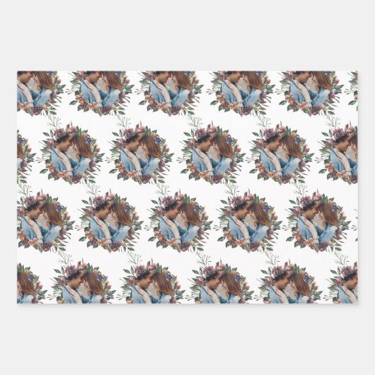 Waterverf Bloemige Huwelijk Inpakpapier Vellen (Voorkant)