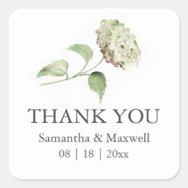 Waterverf Bloemige Hydrangea Huwelijksstickers Vierkante Sticker