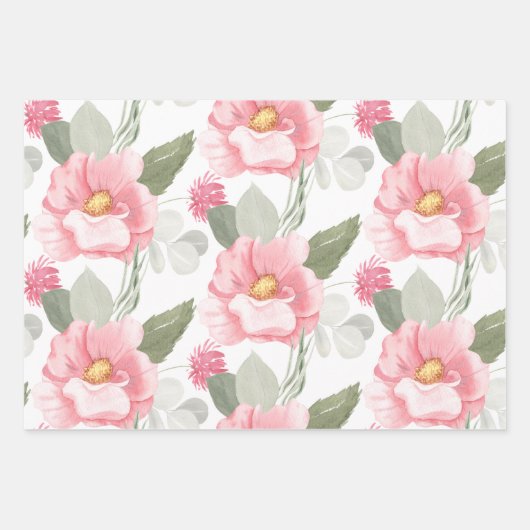 Waterverf Bloemige Inpakpapier Vellen  (Voorkant 3)