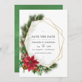 Waterverf Bloemige Kerst Geometrische Trouw Save The Date (Voorkant / Achterkant)