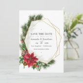 Waterverf Bloemige Kerst Geometrische Trouwdag Save The Date (Staand voorkant)