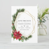 Waterverf Bloemige Kerst Geometrische Trouwdag Save The Date (Staand voorkant)