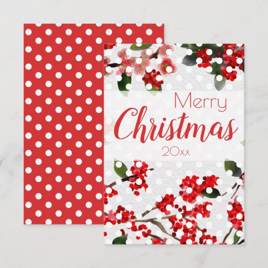 waterverf bloemige Kerstmis Kaart (Voorkant / Achterkant)