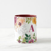 Waterverf bloemige klassieke elegante burgundy mon mok (Midden)