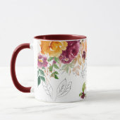 Waterverf bloemige klassieke elegante burgundy mon mok (Links)