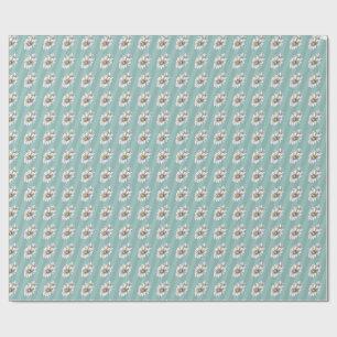 Waterverf Bloemige Madeliefjes Eendenei Blauw Boho Cadeaupapier
