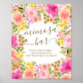 Waterverf Bloemige Mimosa Bar bruidsfeest Poster (Voorkant)
