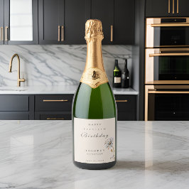 Waterverf Bloemige Moderne Elegante Volwassene Ver Sparkling Wijnetiket