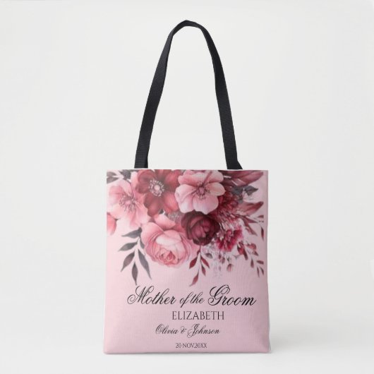 Waterverf Bloemige Moeder van de Bruidegom Boodsch Tote Bag (Voorkant)