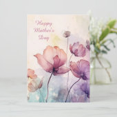 Waterverf Bloemige Moederdag Wenskaart Feestdagenkaart (Staand voorkant)