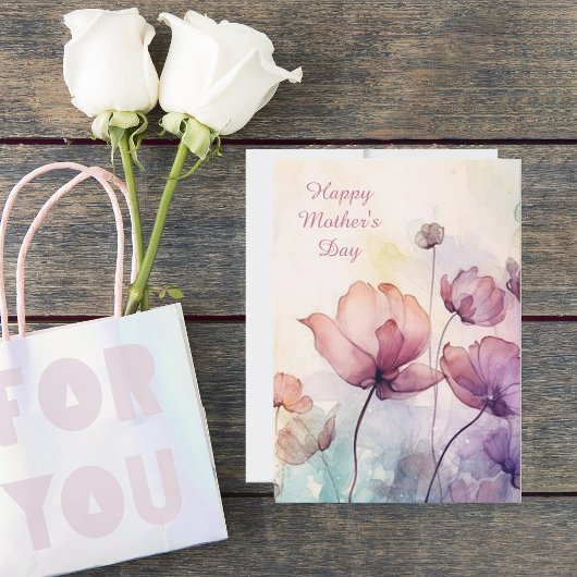 Waterverf Bloemige Moederdag Wenskaart Feestdagenkaart
