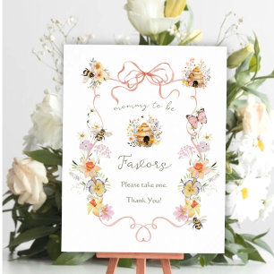 Waterverf Bloemige 'Mommy to Bee' Baby Shower Favo Poster