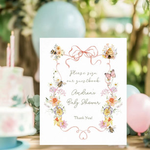 Waterverf Bloemige 'Mommy to Bee' Teken Ons Gastbo Poster