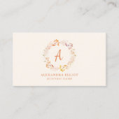 Waterverf Bloemige Monogram Boho Vrouwelijke Zakel Visitekaartje (Voorkant)