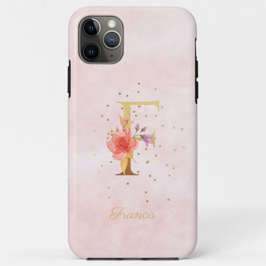 Waterverf Bloemige Monogram Naam Initiaal F Letter Case-Mate iPhone Case (Achterkant)