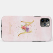Waterverf Bloemige Monogram Naam Initiaal M Letter Case-Mate iPhone Case (Achterkant (horizontaal))