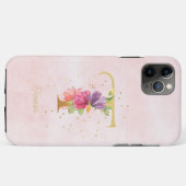 Waterverf Bloemige Monogram Naam Initiaal T Letter Case-Mate iPhone Case (Achterkant (horizontaal))