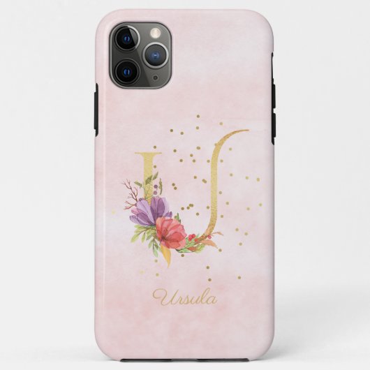 Waterverf Bloemige Monogram Naam Initiaal U Letter Case-Mate iPhone Case (Achterkant)