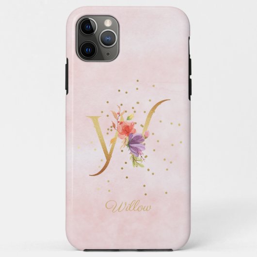 Waterverf Bloemige Monogram Naam Initiaal W Letter Case-Mate iPhone Case (Achterkant)