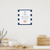Waterverf Bloemige Nautilus Huwelijk Hashtag Poster (Keuken)
