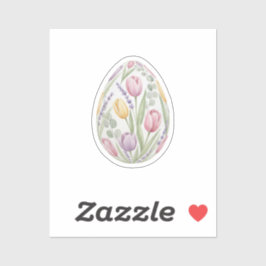 Waterverf Bloemige Paaseieren Tulpen Lavendel Sticker