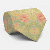 Waterverf Bloemige Pastelrozen Stropdas (Opgerold)