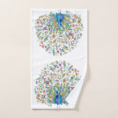 Waterverf bloemige pauw  bad handdoek (Handdoek)