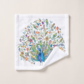 Waterverf bloemige pauw  bad handdoek (Wasdoekje)