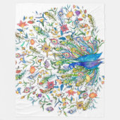 Waterverf bloemige pauw fleece deken (Voorkant)