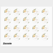 Waterverf Bloemige Peer Douche  Ronde Sticker (Vel)