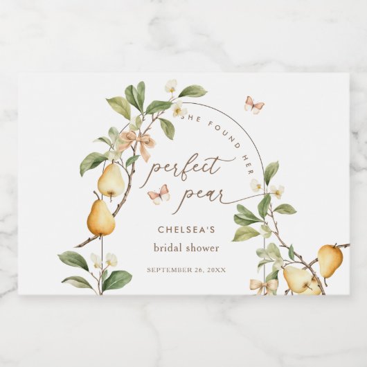 Waterverf Bloemige Perfecte Paar Parel Bruiloft Fe Sparkling Wijnetiket (Enkel label)