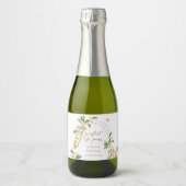 Waterverf Bloemige Perfecte Peer Bruiloftsborrel Sparkling Wijnetiket (Voorkant)