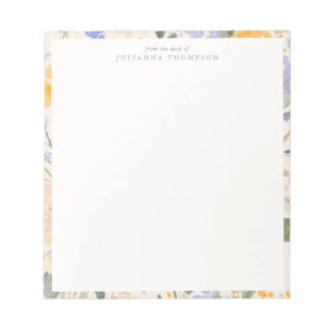 Waterverf Bloemige Persoonlijke Bureauname Notitieblok