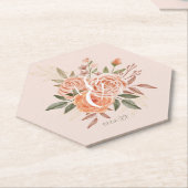 Waterverf Bloemige Perzikrozen Stof Roze Kartonnen Onderzetters (Schuin)