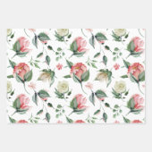 Waterverf Bloemige Pioen Wrapping Papier Vellen (Voorkant)