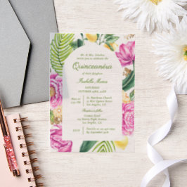 Waterverf Bloemige Pioenrozen Tulpen Lemon Quincea Vellum Uitnodigingen