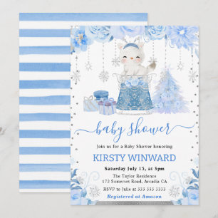 Waterverf Bloemige Poolvos Babyshower Kaart