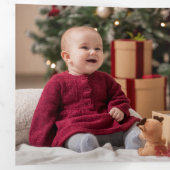 Waterverf Bloemige Prettig Kerst Script 3-Foto Drieluik Kaart (Binnenzijde eerst)
