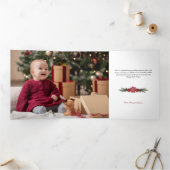 Waterverf Bloemige Prettig Kerst Script 3-Foto Drieluik Kaart (Binnen)