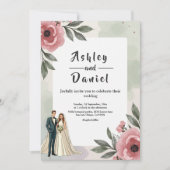 Waterverf Bloemige Romantische Koppel Zomer Bruilo Kaart (Voorkant)
