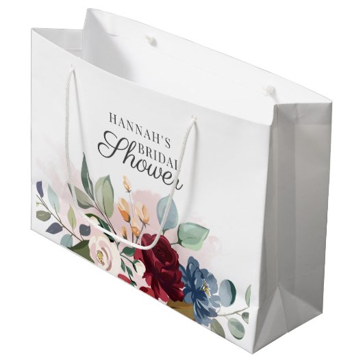 Waterverf Bloemige Roze Bruiloft Brunch Groot Cadeauzakje (Voorkant Gekanteld)