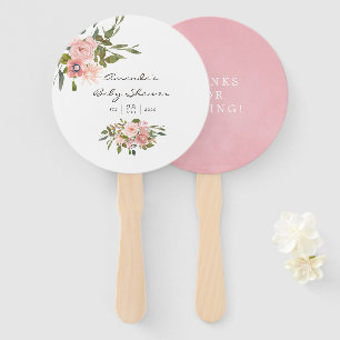 Waterverf bloemige Roze en Roze Goud Baby Shower Handwaaier