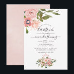 Waterverf bloemige Roze en Roze Goud Bat Mitzvah Kaart<br><div class="desc">Trendy roze roze en roze gouden bloemige bat mitzvah uitnodiging met elegante handgeschreven typografie aanpasbaar aan uw evenement details.</div>