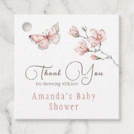 Waterverf Bloemige Roze Roze Vlinder Baby Shower Bedankjes Labels