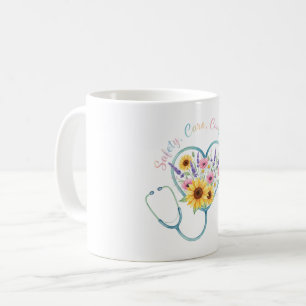 Waterverf Bloemige Stethoscoop Hart Verpleegster C Koffiemok