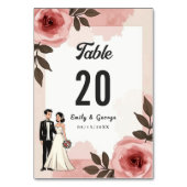 Waterverf Bloemige Stof Roze Roze Bruiloft Koppel Kaart (Voorkant)