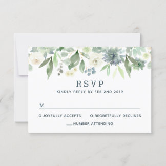 Waterverf Bloemige Succulent Trouw RSVP Kaart